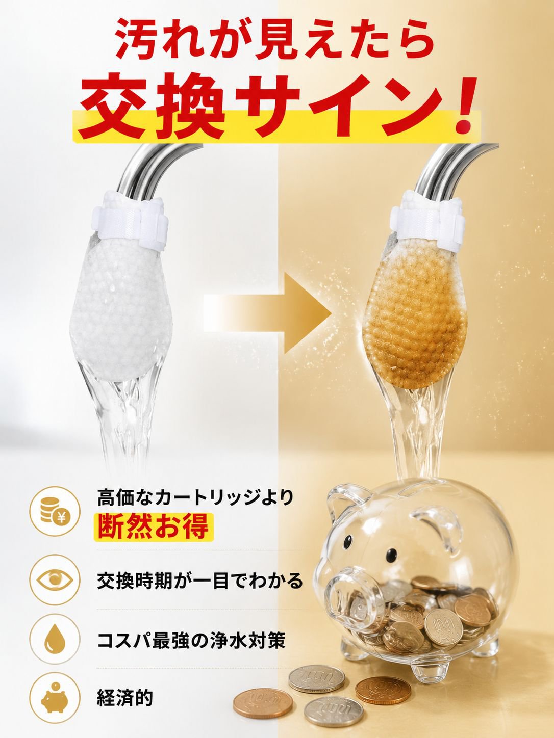 蛇口用浄水フィルターバッグ - 家庭用水道水フィルター(セメント、砂、錆、スケール除去)、キッチン用飛沫防止