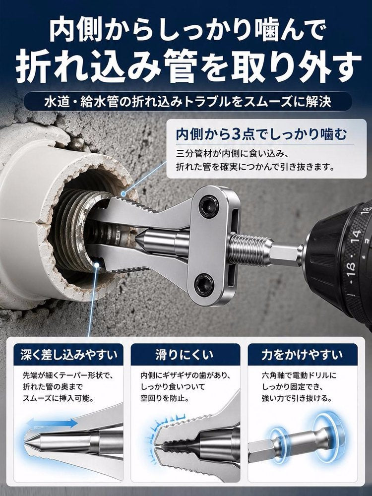 【高硬度合金製】折れ込みボルト抜き取り工具