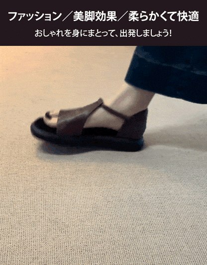 [30周年限定、通常価格から大幅値引き] レトロ本革サンダル