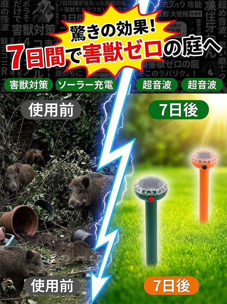 川崎のテクノパーク開発　ソーラー充電式防水動物擊退器
