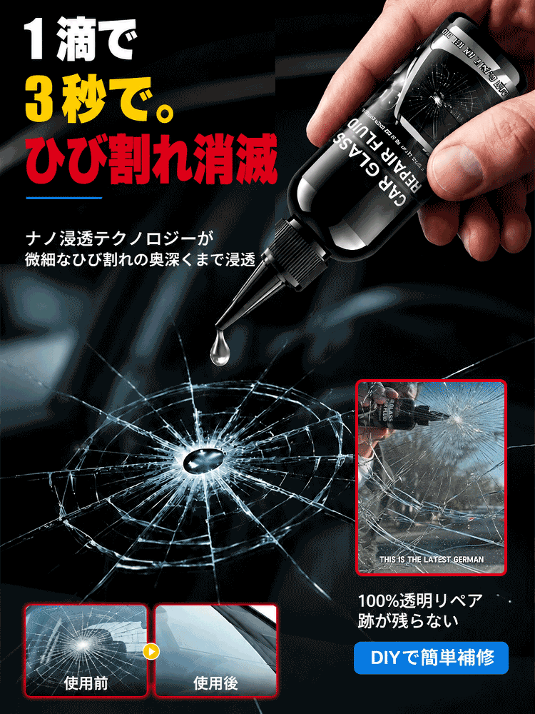 【ナノ修復】フロントガラス修復液セット