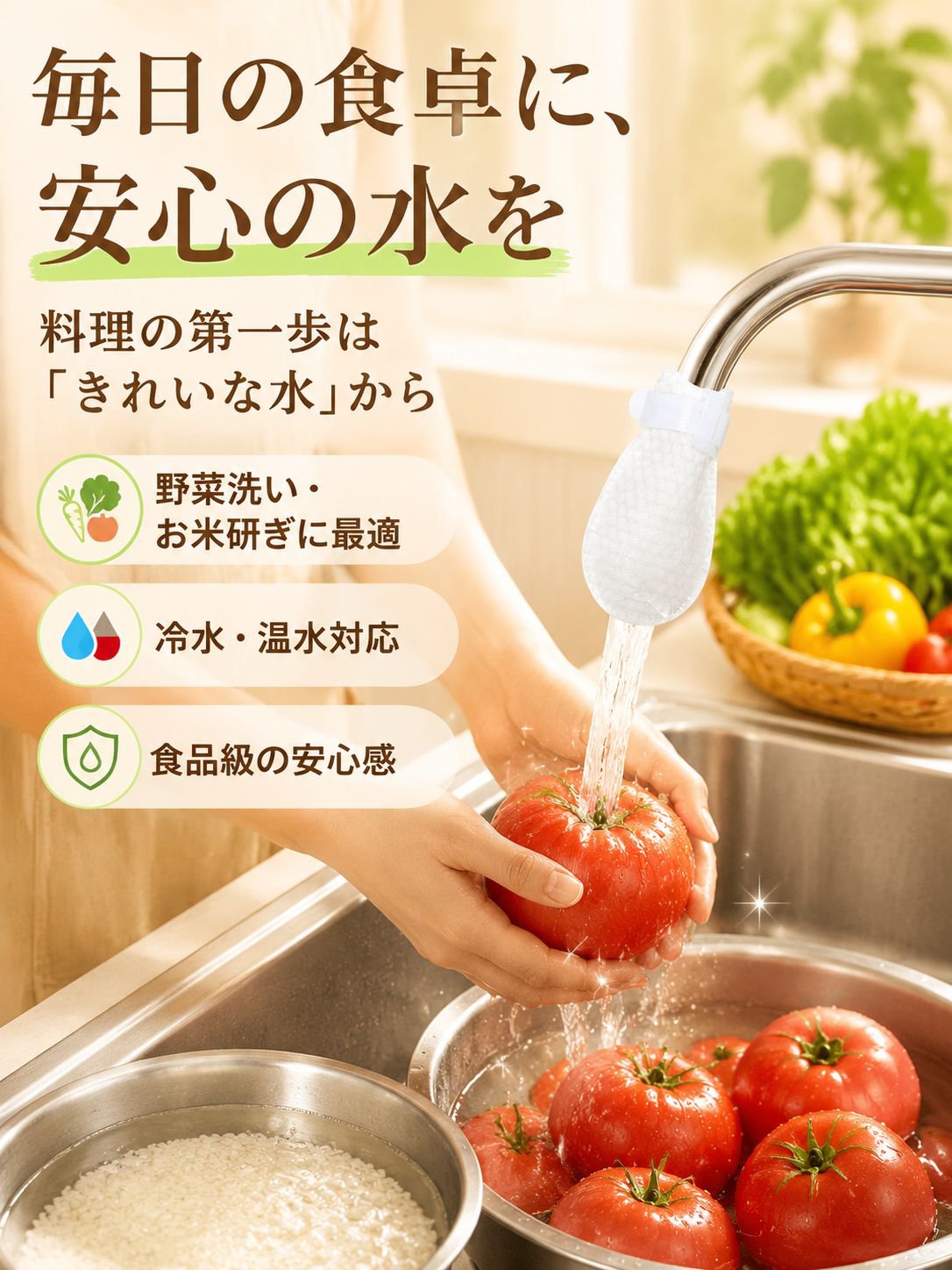 蛇口用浄水フィルターバッグ - 家庭用水道水フィルター（セメント、砂、錆、スケール除去）、キッチン用飛沫防止