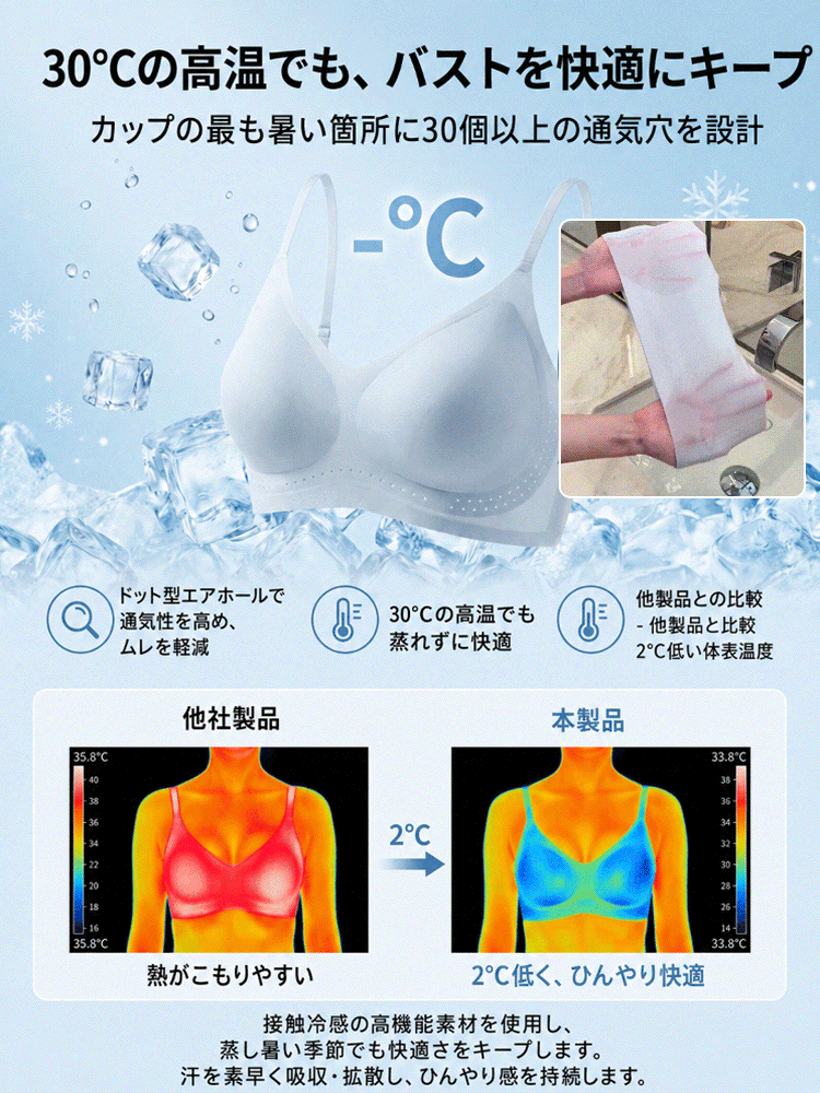 下着の段差・ハミ肉にサヨナラ、猛暑のムレをぶち破る、1枚で外穿きOKな「5Dシームレス美胸メイクブラ」！