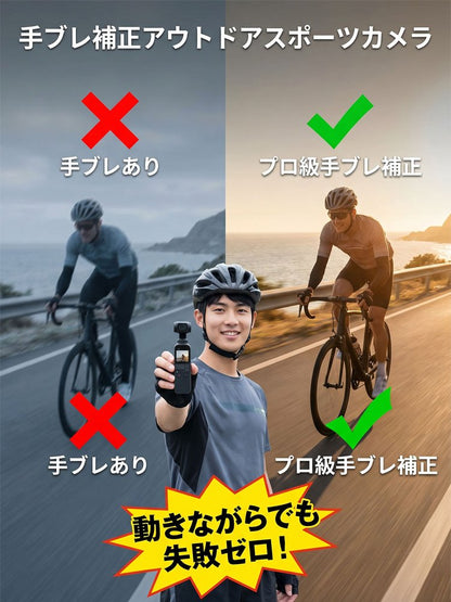 手ブレ補正付きアクションカメラ  どこでも手軽に、プロ級の映像を！アウトドアがもっと楽しくなる防振カメラ登場！