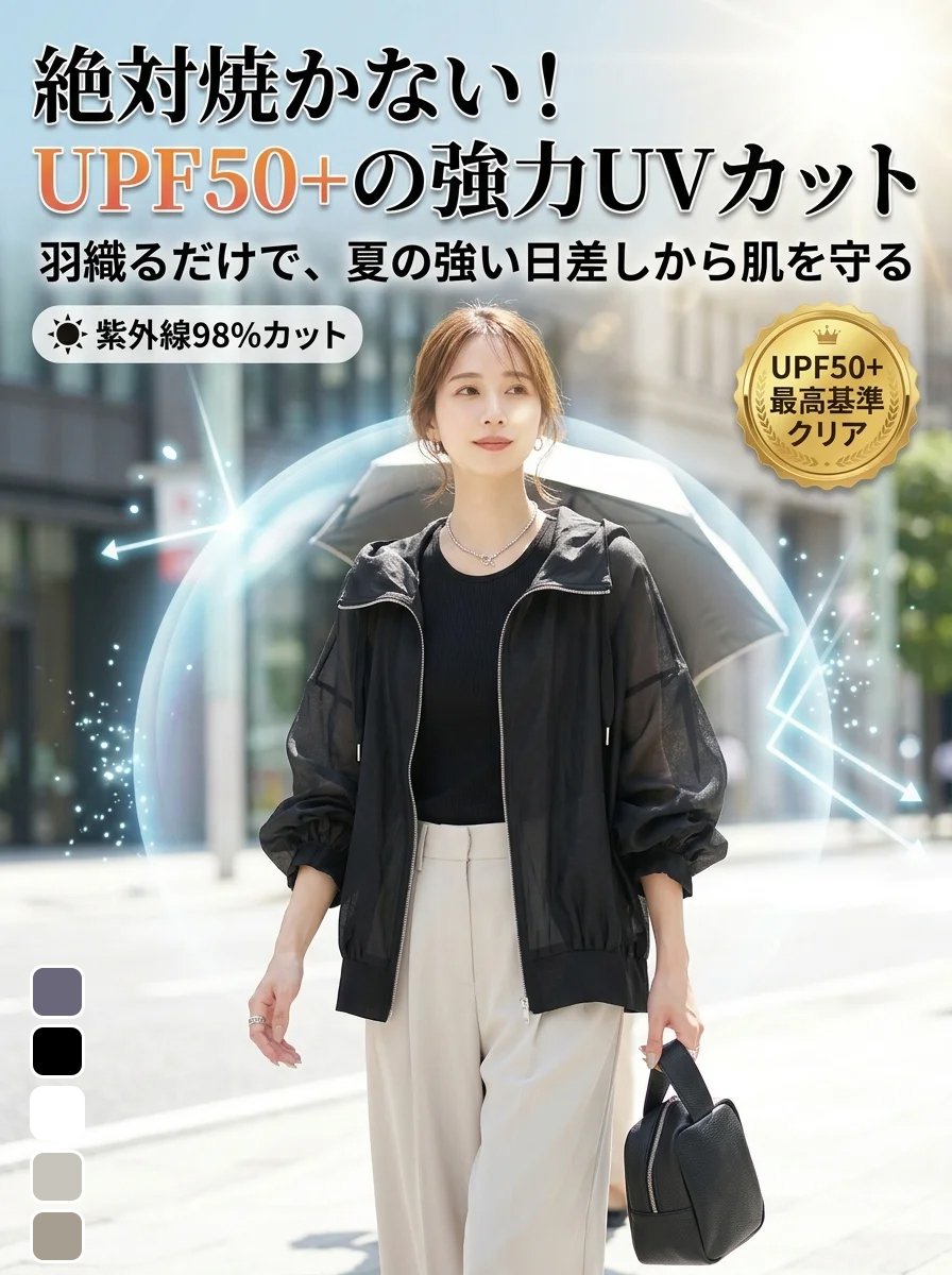 携帯型軽量UVカットパーカー  UVカットでお肌を守る、今だけ限定割引中！