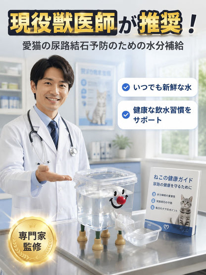 【獣医師監修・電気代0円】停電時も安心の自動給水器｜電源不要・大容量5L・静音0dB・丸洗い衛生的