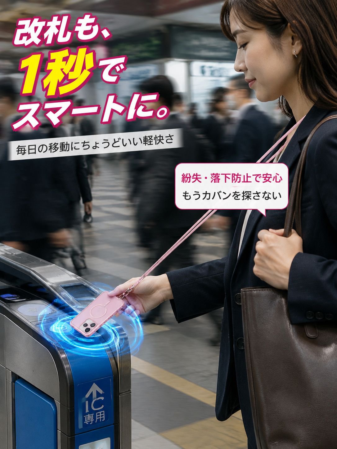 アップル対応 超便利ストラップ付きマグネットケース