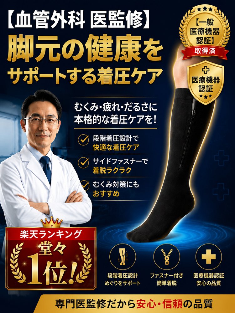 ジッパー付き着圧ソックス