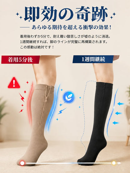ジッパー付き着圧ソックス