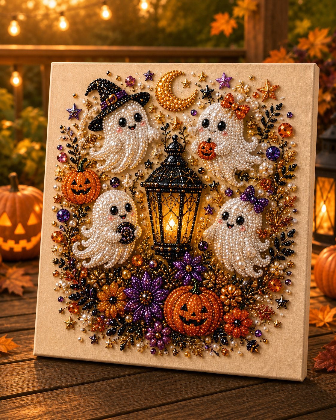 1 個お買い上げでもう 1 個無料プレゼント👻✨ハロウィンパールアート手作りキット 細やかなパールでホラー可愛い雰囲気を作り出そう