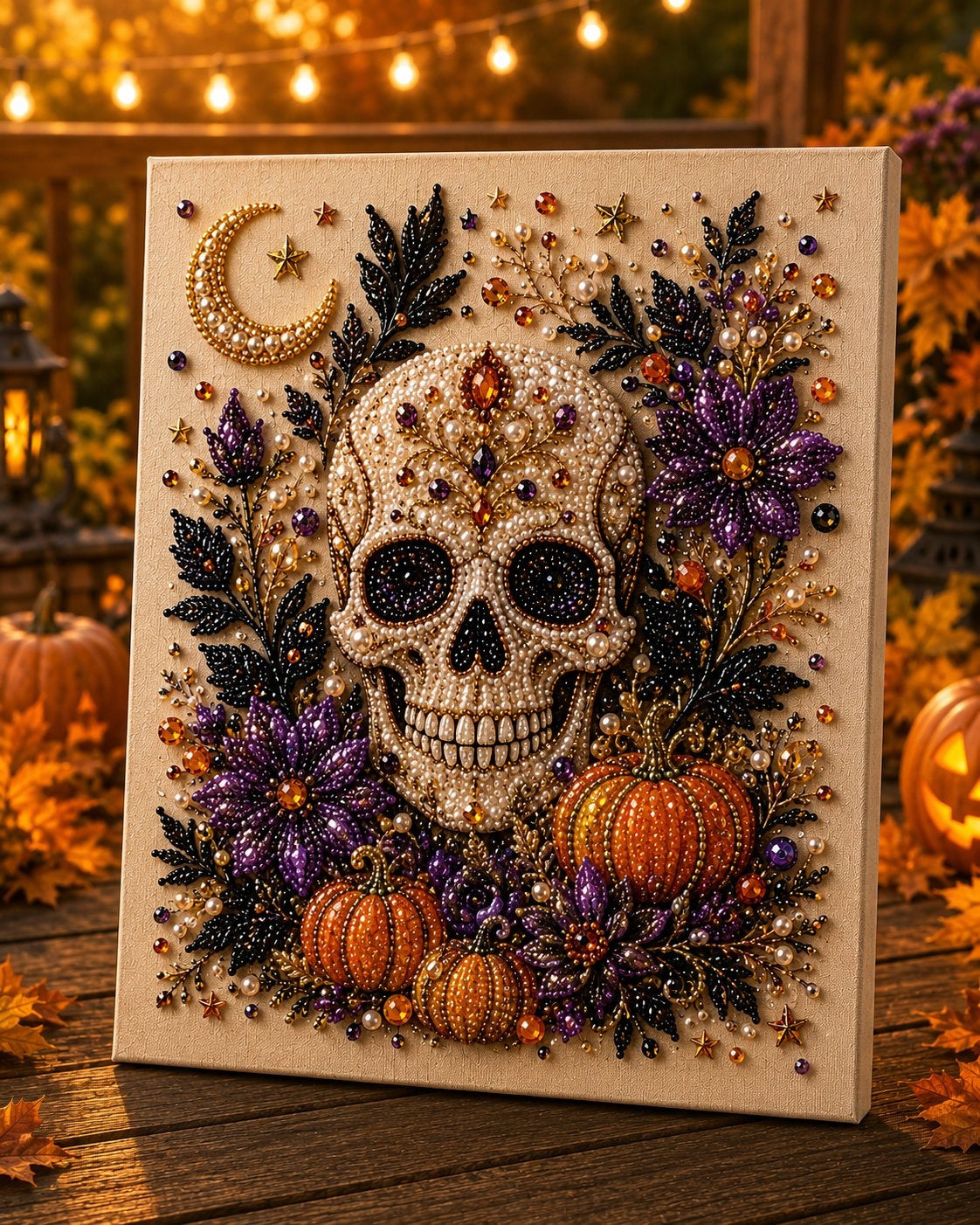 1 個お買い上げでもう 1 個無料プレゼント👻✨ハロウィンパールアート手作りキット 細やかなパールでホラー可愛い雰囲気を作り出そう