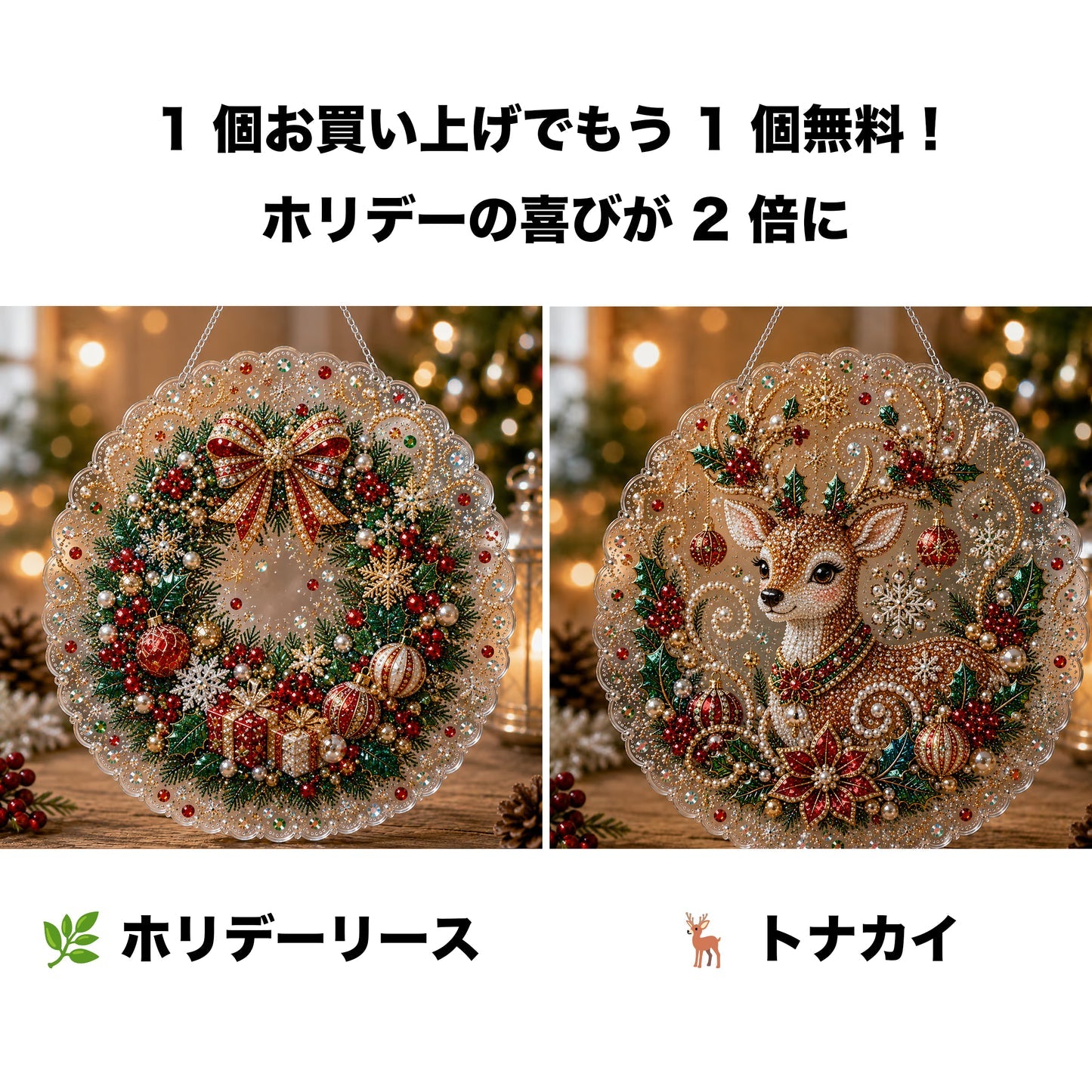 🎄【1 個お買い上げでもう 1 個無料プレゼント】✨クリスマスパールダイヤアート飾りキット 高級フロッキーキャンバス 傷つきにくく色あせないパールビーズ付き 手作り DIY クリスマス吊り飾り 🎅💎