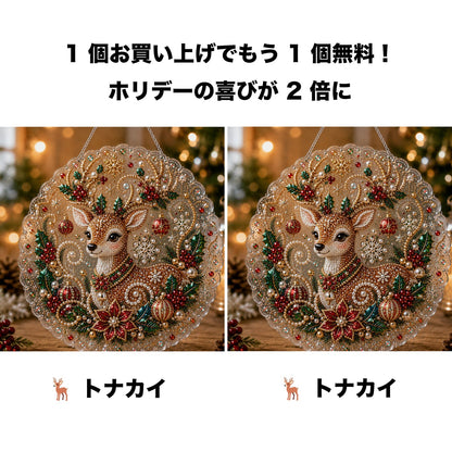 🎄【1 個お買い上げでもう 1 個無料プレゼント】✨クリスマスパールダイヤアート飾りキット 高級フロッキーキャンバス 傷つきにくく色あせないパールビーズ付き 手作り DIY クリスマス吊り飾り 🎅💎