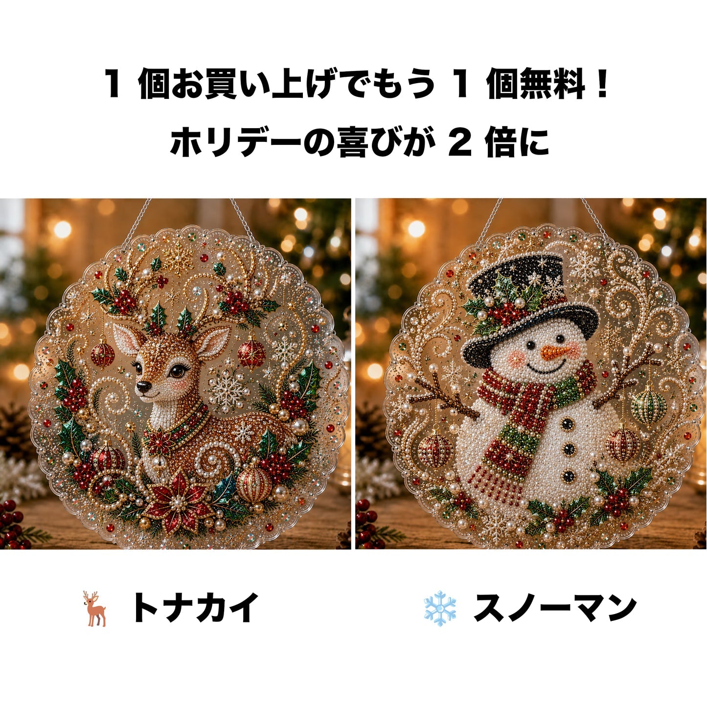 🎄【1 個お買い上げでもう 1 個無料プレゼント】✨クリスマスパールダイヤアート飾りキット 高級フロッキーキャンバス 傷つきにくく色あせないパールビーズ付き 手作り DIY クリスマス吊り飾り 🎅💎