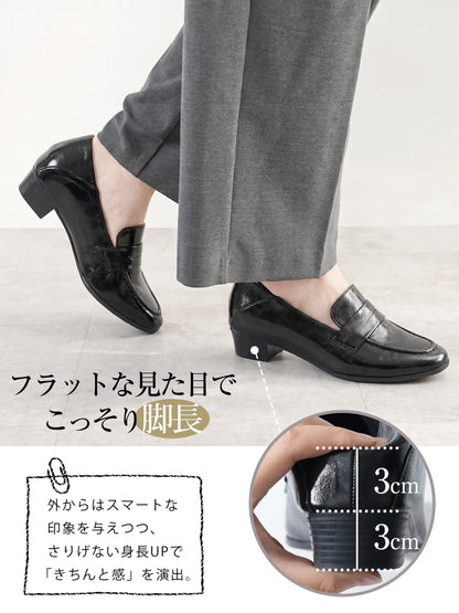 【こっそり6cmスタイルアップ】インヒール コインローファー ポインテッドトゥ レディース 晴雨兼用 柔らかい 2WAY 通勤