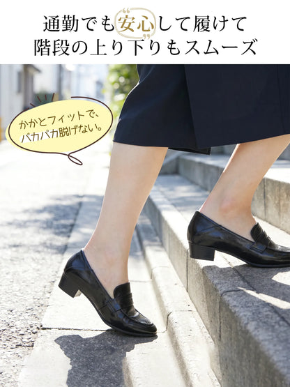 【こっそり6cmスタイルアップ】インヒール コインローファー ポインテッドトゥ レディース 晴雨兼用 柔らかい 2WAY 通勤