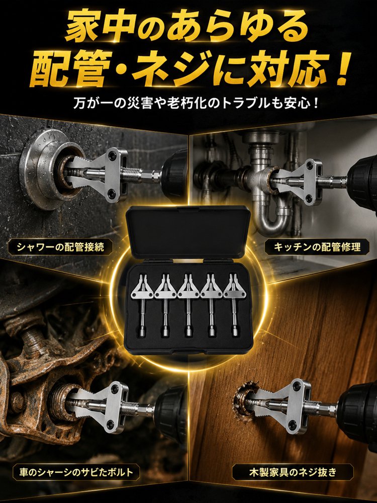 【高硬度合金製】折れ込みボルト抜き取り工具