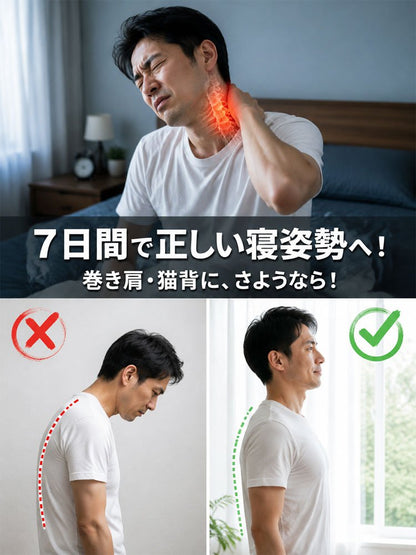 首のカーブにフィットする蝶型設計低反発まくら
