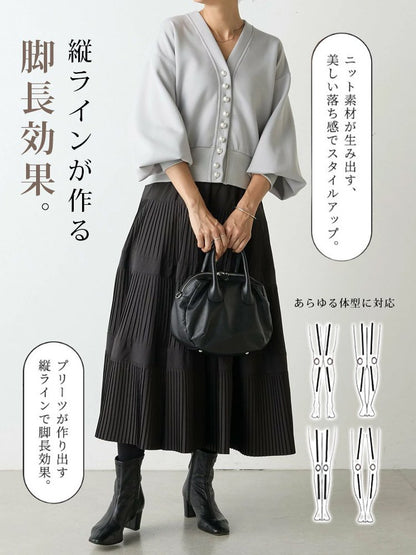 ハイウエストの秋冬用プリーツスカート