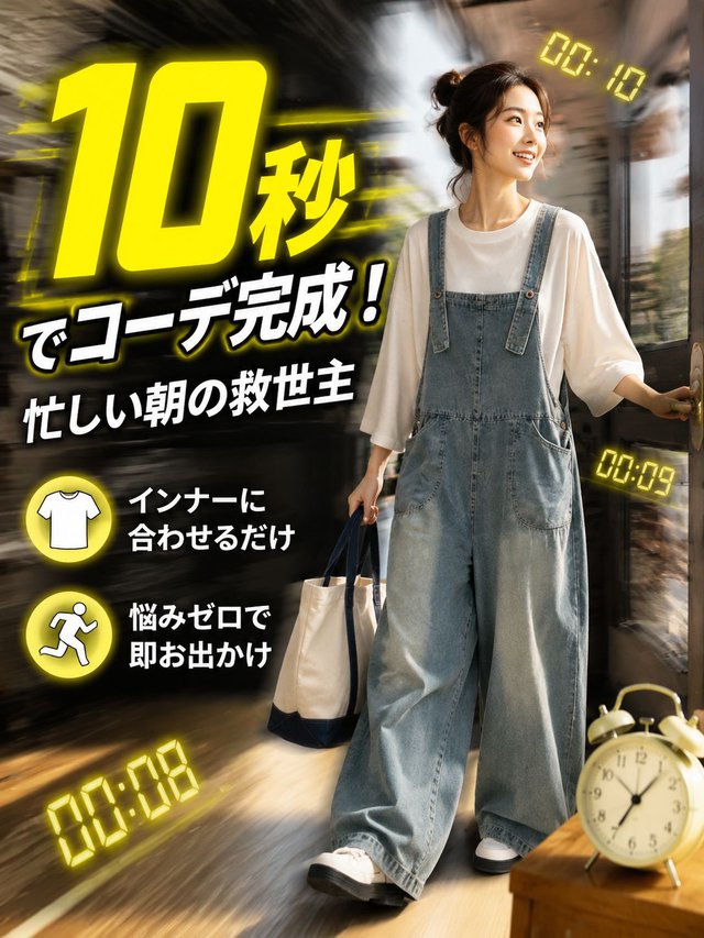 レトロ風のゆったりとしたスリムフィットデニムオーバーオール
