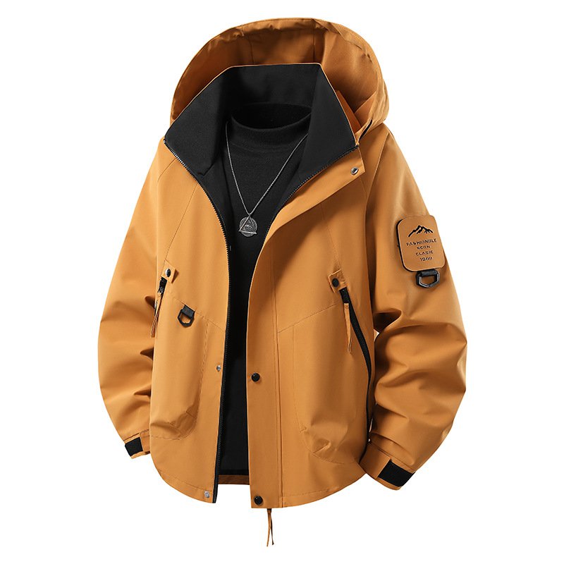 カジュアルアウトドアワークウェア フード付きウィンドブレーカー
