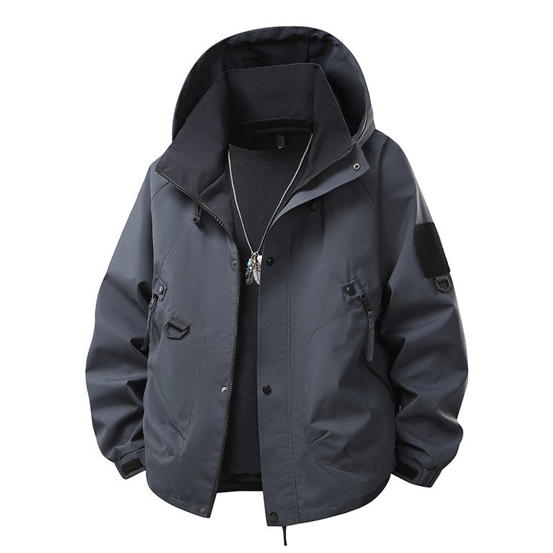 カジュアルアウトドアワークウェア フード付きウィンドブレーカー