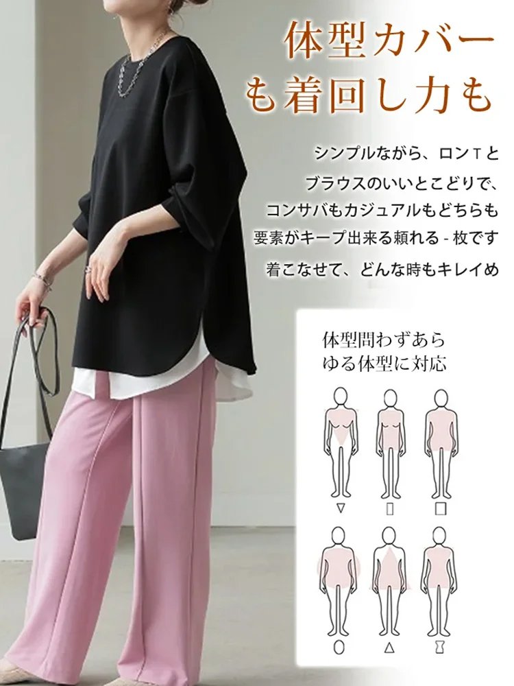 【百万フォロワーのファッションブロガーのおすすめ！】ベーシックカラー 丸襟 ロングスリーブ
