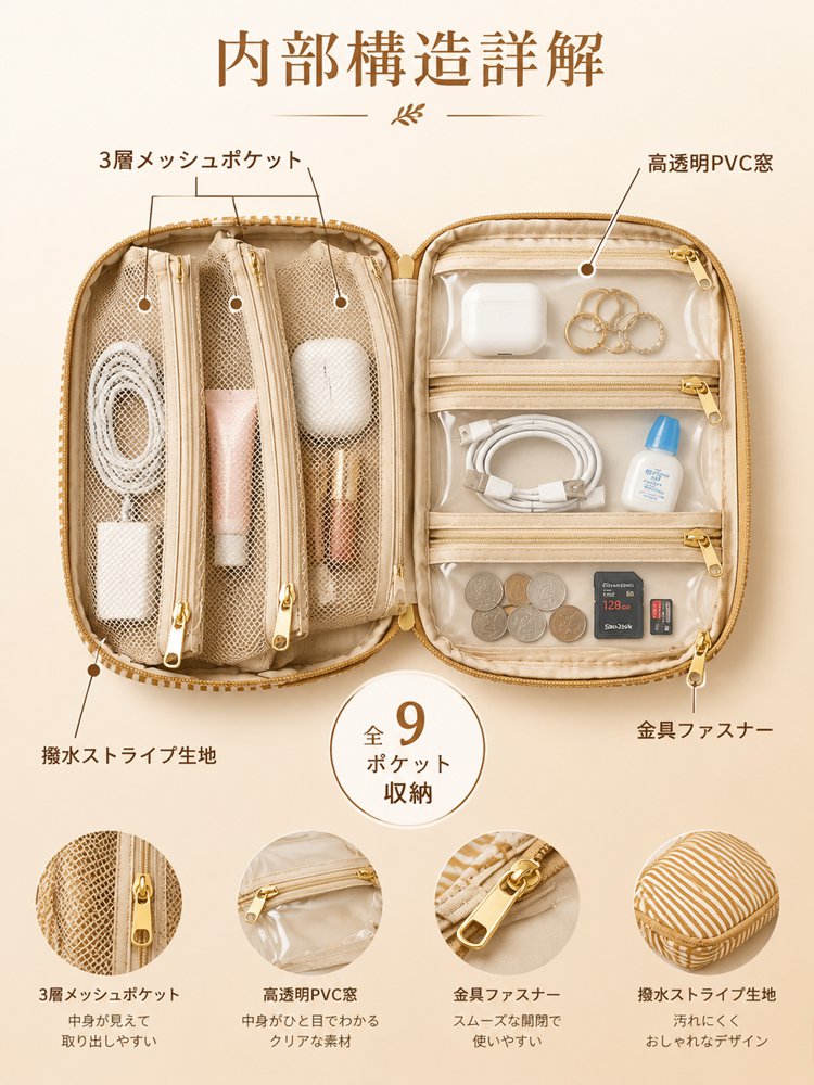多機能ポータブル収納ポーチ