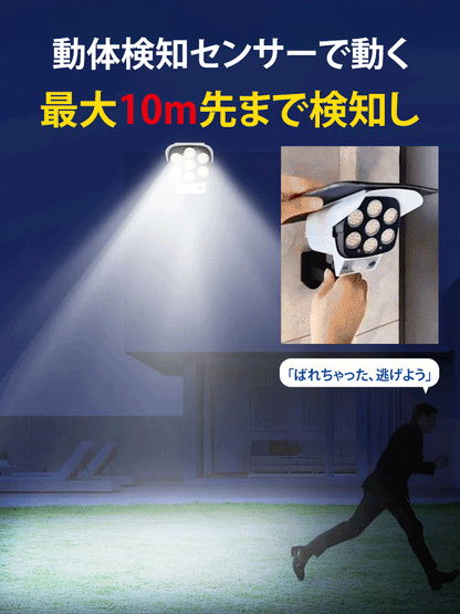 【リモコン操作可能+ソーラー充電】ダミーカメラ型ソーラーライト
