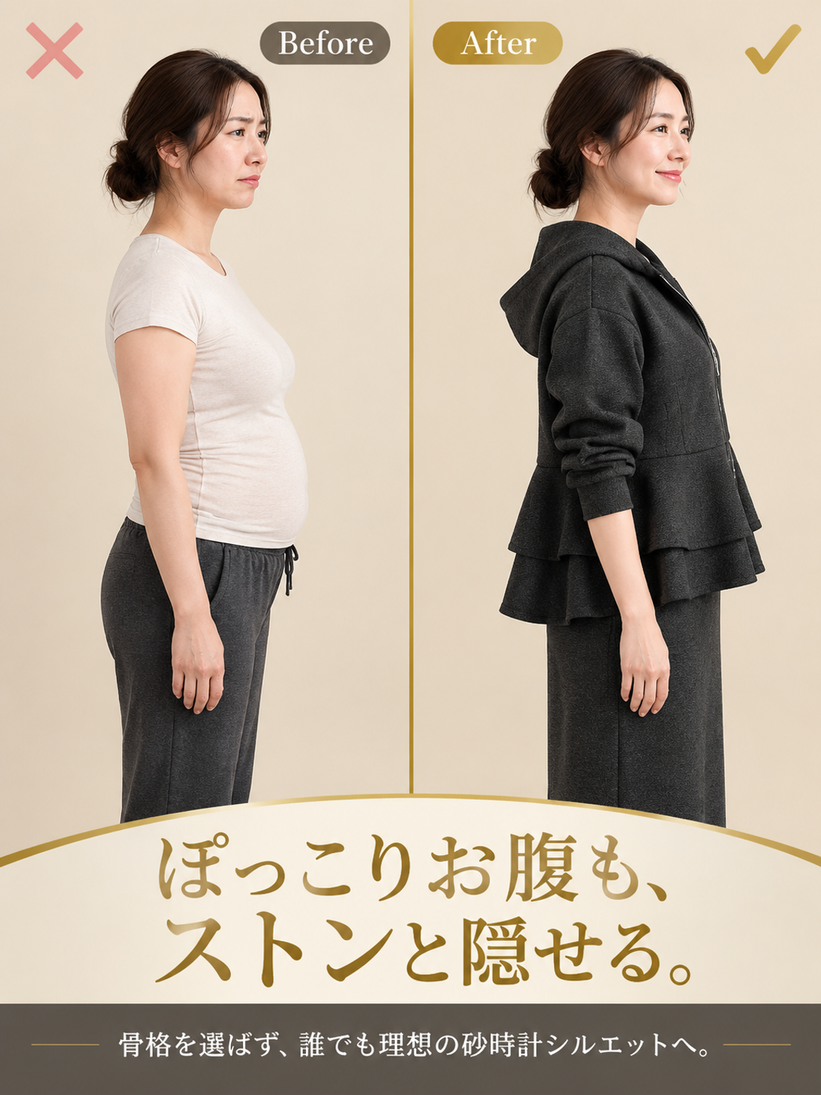 レディースフード付きジップジャケット＆スカートセットアップ