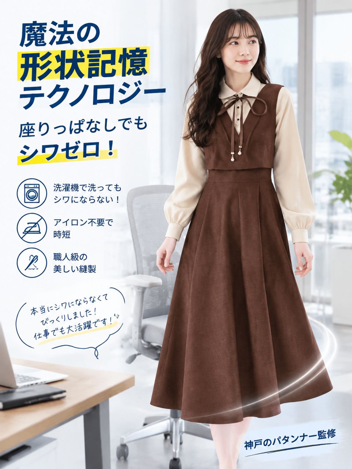 【神戸発・3D骨格補正級】着るだけマイナス5kg！蓄熱保温フレンチレトロ ドッキングマキシワンピース
