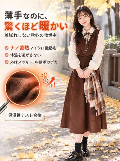 【神戸発・3D骨格補正級】着るだけマイナス5kg！蓄熱保温フレンチレトロ ドッキングマキシワンピース