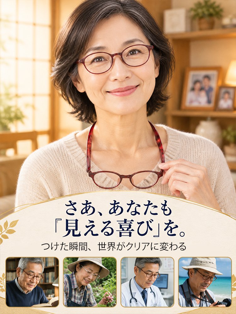 首掛け式マグネット付きブルーライトカット老眼鏡