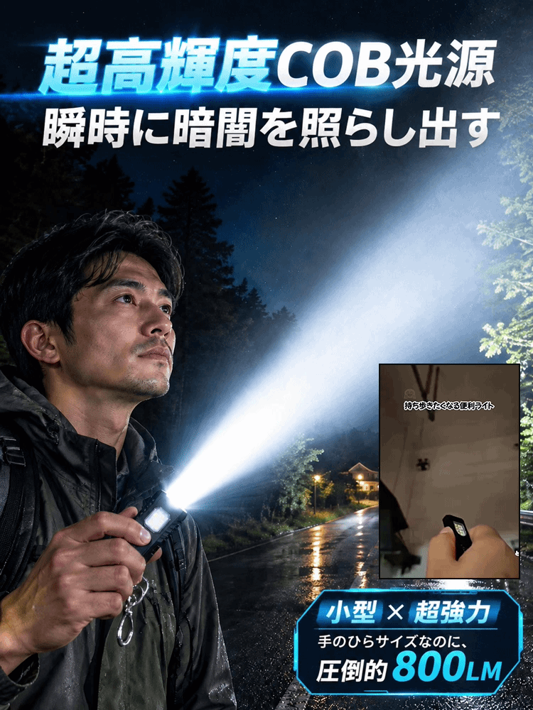 強力磁石キーホルダーライト