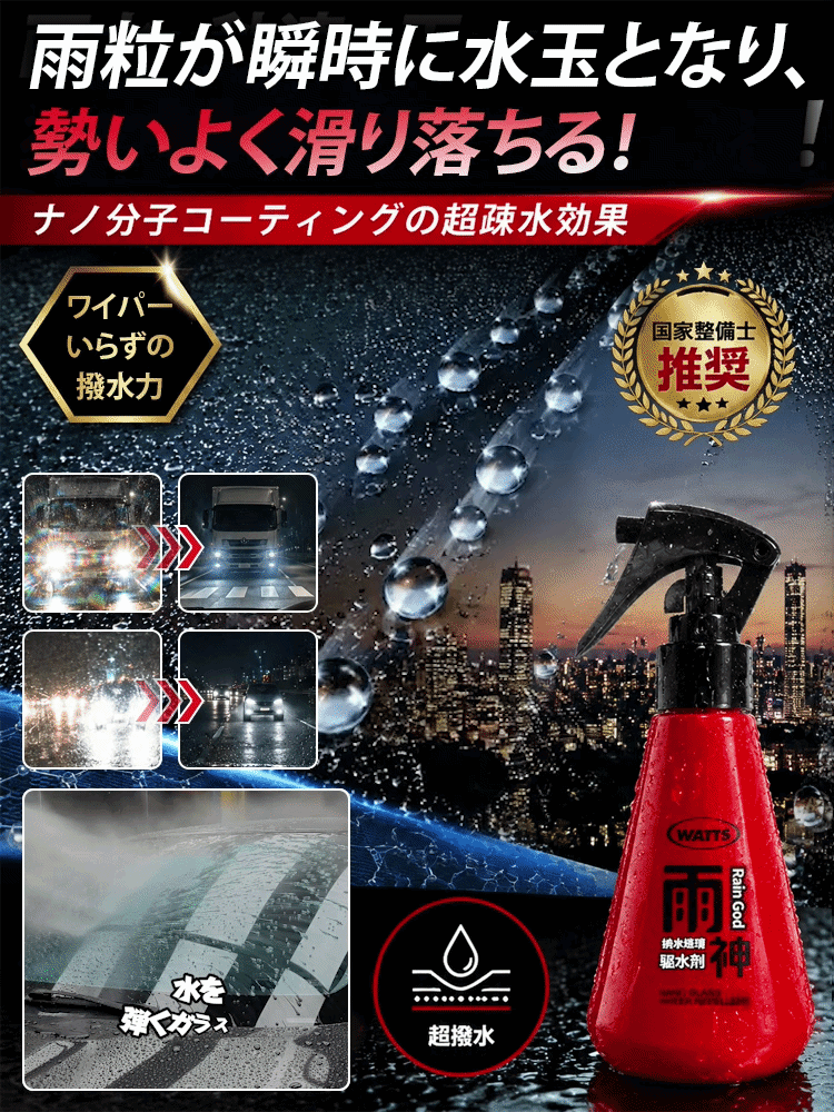【雨の日も視界クリア！】車用ガラス撥水コーティング剤