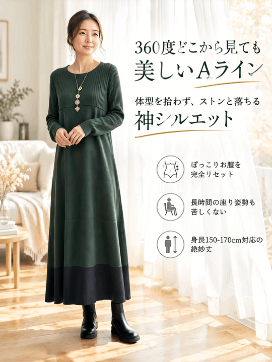【神戸コレクション金賞受賞】VIP限定デザイン！大人の余裕を纏う・極上異素材ドッキング フレアロングドレス