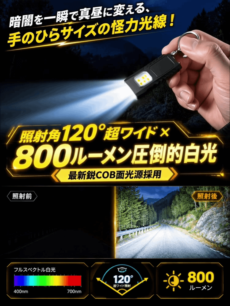 強力磁石キーホルダーライト